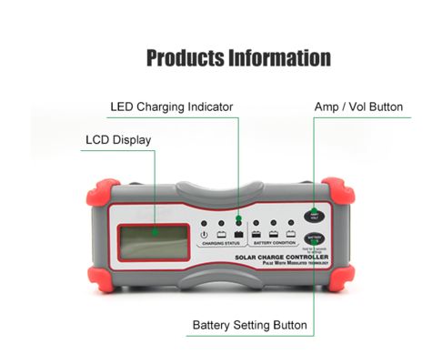 600W IP65 5段階充電デジタルソーラーチャージコントローラー PWMソーラーシステムチャージコントローラー
