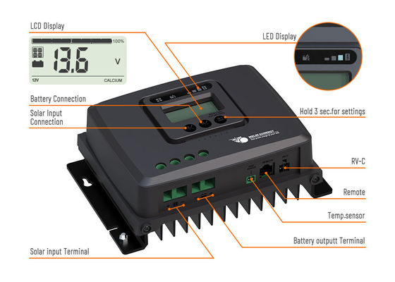 オフグリッド LFP バッテリー デジタルディスプレイ 12V/24V MPPT RV 太陽電池充電コントローラ